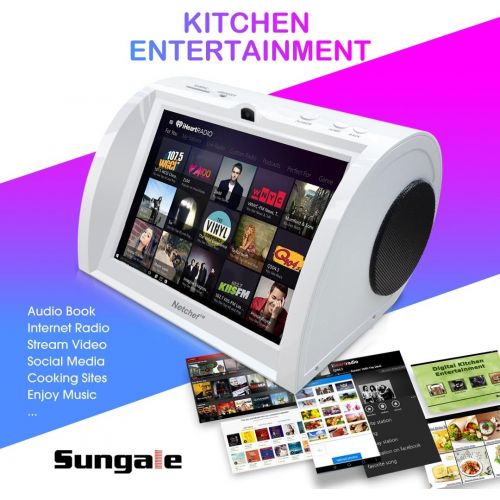  Sungale Internet Radio with Hi-Fi Speakers, 8” HD Touch Panel, Audio Book, 15K+ Radio Stations, Streaming Videos, Movies, Music, Auto Wi-Fi, Social Media, Recipes, More Features & Function