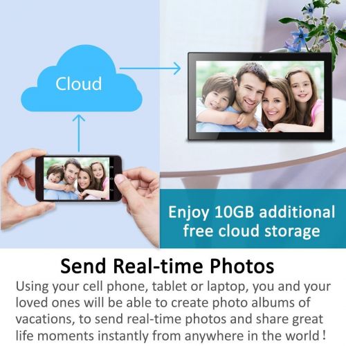  Sungale [LATEST UPDATE] 14 Smart WiFi Cloud Digital Photo Frame with camera - includes 10GB free Cloud storage, iPhone & Android APP, Facebook, Dropbox, Real-time photos, Movie Playback