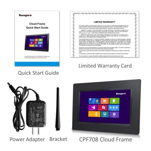 Sungale CPF708 7 Smart Wi-Fi Cloud Digital Photo Frame with Touch Screen Operation, Free Cloud Storage, Real-time Photos, Movie, Social Media, Browser, All apps