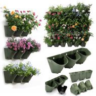 Sungmor 3 Pocket with 3 Liner Vertical Hanging Living Wall Planter,Worth Gardening Self Watering Flower Pots,Indoor and Outdoor Decoration(3 Sets Pack)