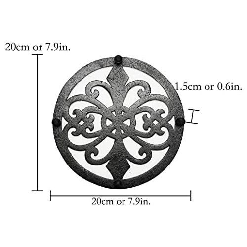  Sungmor Heavy Duty Cast Iron Round Metal Trivet,Rustproof Black Racks Stands Holders for Hot Pans or Teapot,Kitchen or Dinning Table Decorations