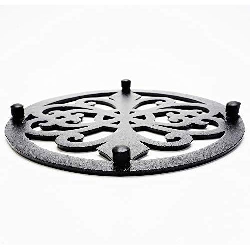  Sungmor Heavy Duty Cast Iron Round Metal Trivet,Rustproof Black Racks Stands Holders for Hot Pans or Teapot,Kitchen or Dinning Table Decorations