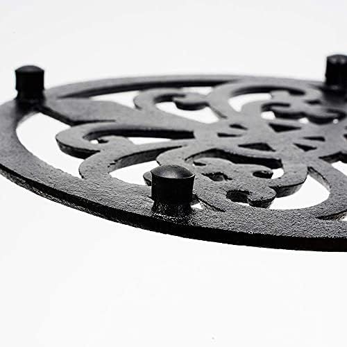  Sungmor Heavy Duty Cast Iron Round Metal Trivet,Rustproof Black Racks Stands Holders for Hot Pans or Teapot,Kitchen or Dinning Table Decorations