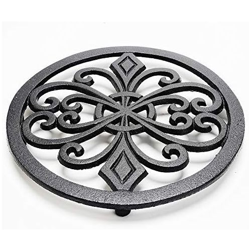  Sungmor Heavy Duty Cast Iron Round Metal Trivet,Rustproof Black Racks Stands Holders for Hot Pans or Teapot,Kitchen or Dinning Table Decorations