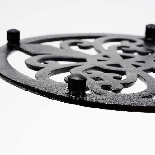  Sungmor Heavy Duty Cast Iron Round Metal Trivet,Rustproof Black Racks Stands Holders for Hot Pans or Teapot,Kitchen or Dinning Table Decorations