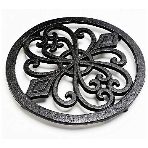  Sungmor Heavy Duty Cast Iron Round Metal Trivet,Rustproof Black Racks Stands Holders for Hot Pans or Teapot,Kitchen or Dinning Table Decorations