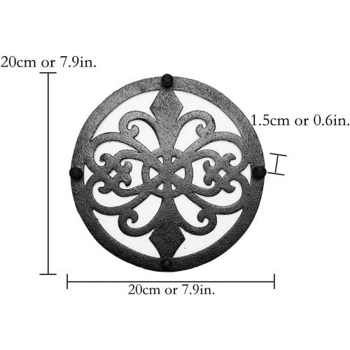  Sungmor Heavy Duty Cast Iron Round Metal Trivet,Rustproof Black Racks Stands Holders for Hot Pans or Teapot,Kitchen or Dinning Table Decorations