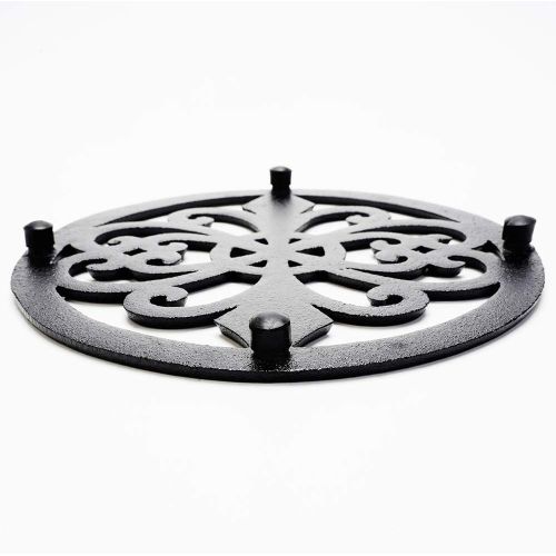  Sungmor Heavy Duty Cast Iron Round Metal Trivet,Rustproof Black Racks Stands Holders for Hot Pans or Teapot,Kitchen or Dinning Table Decorations