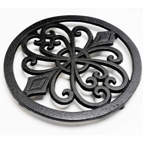  Sungmor Heavy Duty Cast Iron Round Metal Trivet,Rustproof Black Racks Stands Holders for Hot Pans or Teapot,Kitchen or Dinning Table Decorations