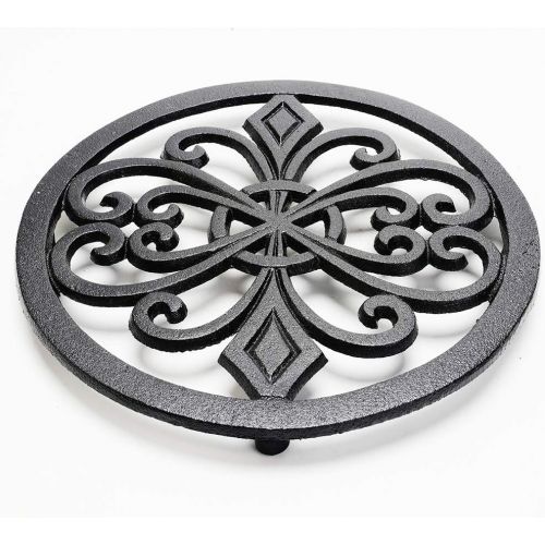  Sungmor Heavy Duty Cast Iron Round Metal Trivet,Rustproof Black Racks Stands Holders for Hot Pans or Teapot,Kitchen or Dinning Table Decorations