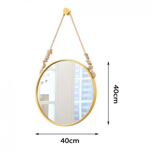  Sunhai-Bathroom mirror Sunhai Bathroom Vanity Mirror, Nordic Creative Wall Hanging Mirror - Bedroom Dressing Hanging Mirror - Round Wrought Iron Frame Wall Hanging Mirror (Color : Black, Size : 6060cm)