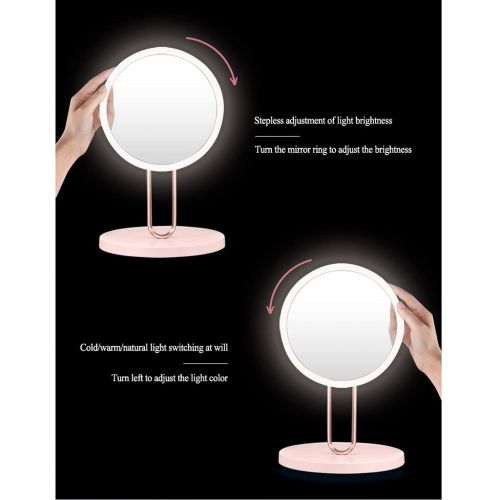  Sunhai-Bathroom mirror Sunhai LED Rechargeable Makeup Mirror, Filling Table Mirror - Mirror with Storage Chassis - Detachable Wall Mounting Mirror - Makeup Mirror with Three Different Light Colors (Color