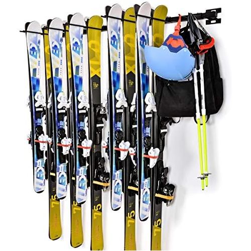  [아마존베스트]Sunix Ski Wall Storage Rack, Ski and Snowboard Wall Storage Rack Home and Garage Ski Mount Hold up 10 Pairs, 2 Pack