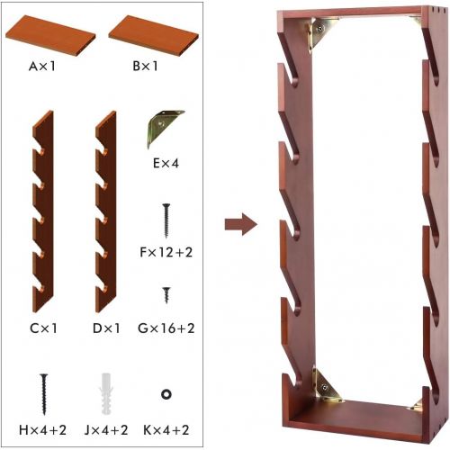  Sunix Skateboard Wall Rack Storage, Holds 5 Pairs, Longboard Wall Display Pine Tool Rack, Home and Garage Storage Hanger