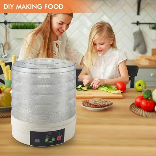  [아마존베스트]Sunix Electric Food Fruit Dehydrator Machine, Portable Countertop Adjustable Thermostat, BPA-Free 5-Tray,for Jerky, Fruit, Vegetables & More, White