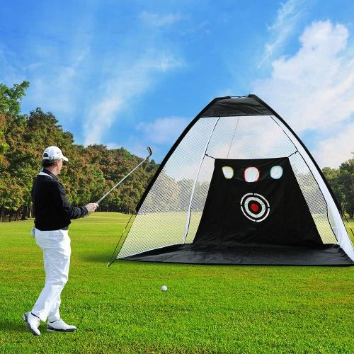  [아마존베스트]Sunix Golf Practice Net Golf Hitting Nets with Chipping Target Pockets,10 x 7ft Golf Training Aids Practice Net Set, 10 Golf Balls 4 Golf Tees, 3 in 1 Golf Hitting Mat,Indoor and Outdoor