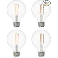 Sunlite 41696 LED G25 Edison Globe Light Bulb, 8.5 Watts (100W=), Medium E26 Base, 800 Lumens, Dimmable, Clear Glass, Antique Long Filament, 90 CRI, Title-20 Compliant, 2700K Soft White, 4 Count