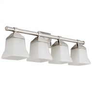 Sunlite 46064-SU Bathroom Vanity Light Fixture 25 Bell Shaped Frosted Glass, 4 Lights, Brushed Nickel Finish