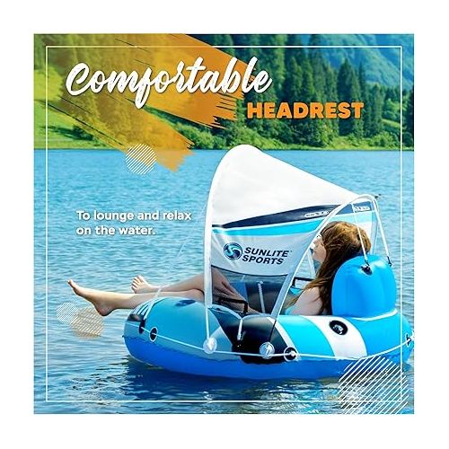  2024 New & Upgraded Sunlite Sports Heavy Duty River Tube Inflatable, Premium Water Float to Lounge Above Lake and River, Outdoor Water Raft Sport Fun, Recreational Use