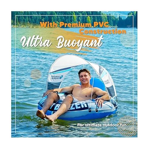  2024 New & Upgraded Sunlite Sports Heavy Duty River Tube Inflatable, Premium Water Float to Lounge Above Lake and River, Outdoor Water Raft Sport Fun, Recreational Use