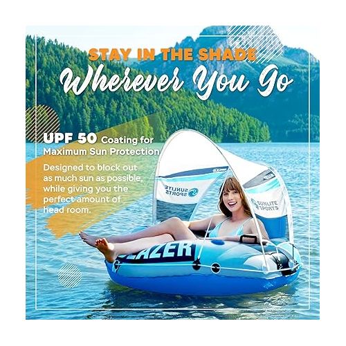  2024 New & Upgraded Sunlite Sports Heavy Duty River Tube Inflatable, Premium Water Float to Lounge Above Lake and River, Outdoor Water Raft Sport Fun, Recreational Use