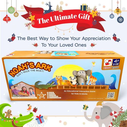 Sunlite Noahs Ark Toy - Balancing Game Religious Stacking Educational Board Game with Animal Toy - 104 Piece Set