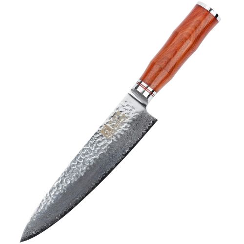  Sunlong Classic Nakirimesser Nakiri Damast Kochmesser-japanischem Damaststahl VG-10,Klinge 16.5cm- Hammerschlag Optik-SL-DK1049R