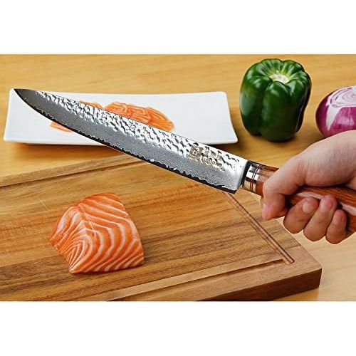  Sunlong 10-Zoll-Damaskus-Fleischschnitzmesser, scharfes Schneidemesser, Beste Qualitaet Japanischer VG10 Super Steel 67-Schicht-Damast, scharfe doppelseitige Klinge, Palisandergriff