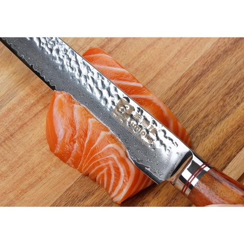  Sunlong 10-Zoll-Damaskus-Fleischschnitzmesser, scharfes Schneidemesser, Beste Qualitaet Japanischer VG10 Super Steel 67-Schicht-Damast, scharfe doppelseitige Klinge, Palisandergriff