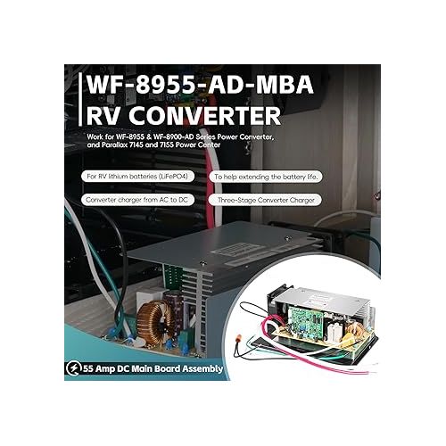  WF-8955-AD-MBA RV Power Converter 55 Amp DC Main Board Assembly for WF-8955 & WF-8900-AD Series, WF-8955-MBA, Parallax 7145 & 7155 Series Power Center - 55 Amp