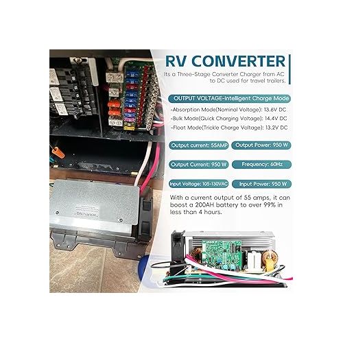  WF-8955-AD-MBA RV Power Converter 55 Amp DC Main Board Assembly for WF-8955 & WF-8900-AD Series, WF-8955-MBA, Parallax 7145 & 7155 Series Power Center - 55 Amp