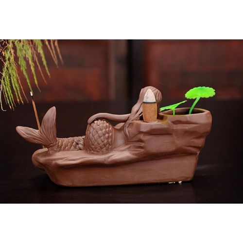  인센스스틱 Sunmir Home Decor Ceramic Mermaid backflow Incense Burner Incense Stick Holder Ceramic Oil Burners