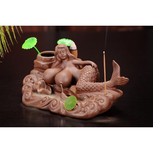  인센스스틱 Sunmir Home Decor Ceramic Mermaid backflow Incense Burner Incense Stick Holder Ceramic Oil Burners