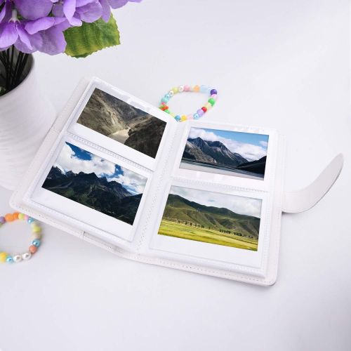  Sunmns SUNMN Wallet PU Leather Photo Album Compatible for Fujifilm Instax Wide 300 Camera, Polaroid POP, POP 2.0, Originals OneStep 2, OneStep+ Printer Film (White)