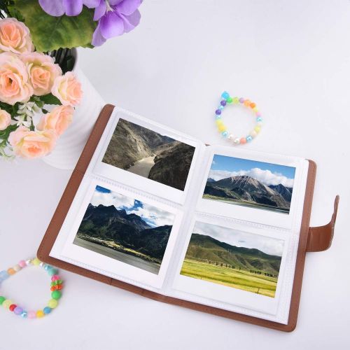  Sunmns SUNMN Wallet PU Leather Photo Album Compatible for Fujifilm Instax Wide 300 Camera, Polaroid POP, POP 2.0, Originals OneStep 2, OneStep+ Printer Film (Brown)