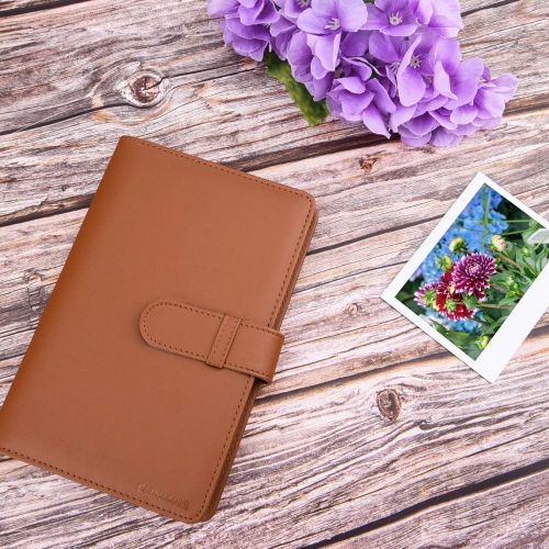  Sunmns SUNMN Wallet PU Leather Photo Album Compatible for Fujifilm Instax Wide 300 Camera, Polaroid POP, POP 2.0, Originals OneStep 2, OneStep+ Printer Film (Brown)