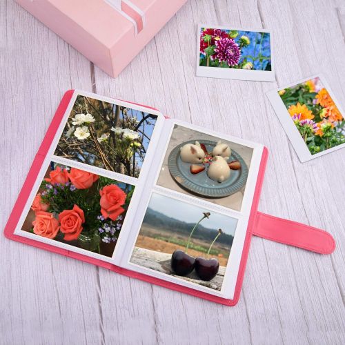  Sunmns SUNMN Wallet PU Leather Photo Album Compatible for Fujifilm Instax Wide 300 Camera, Polaroid POP, POP 2.0, Originals OneStep 2, OneStep+ Printer Film (Pink)