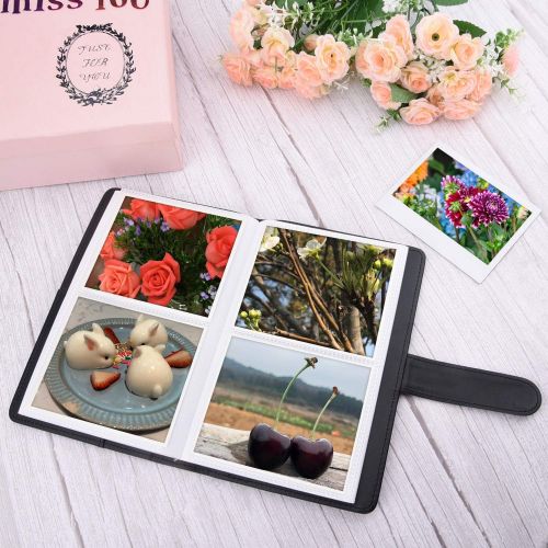  Sunmns SUNMN Wallet PU Leather Photo Album Compatible for Fujifilm Instax Wide 300 Camera, Polaroid POP, POP 2.0, Originals OneStep 2, OneStep+ Printer Film (Black)