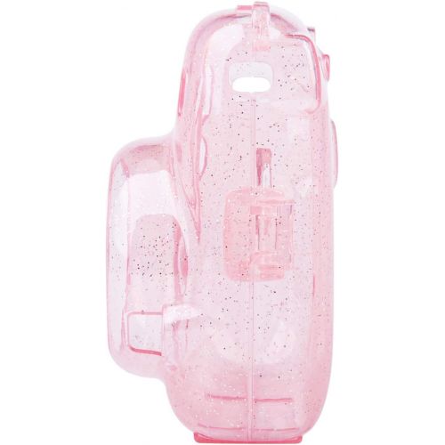  SUNMNS Clear Crystal Protective Case Compatible with Fujifilm Instax Mini 11 Instant Camera, Hard PVC Cover with Removable Rainbow Shoulder Strap (Shining Pink)