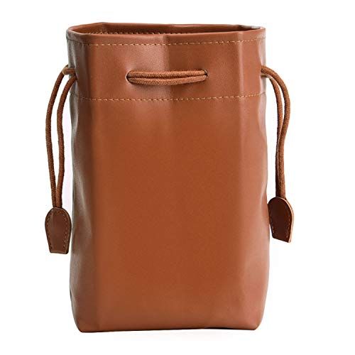  SUNMNS Retro PU Leather Drawstring Pouch Bag Compatible with Fujifilm Instax Mini 11 9 8 90 70 26 Instant Camera, Instant Film Printer and Kids Camera, Brown