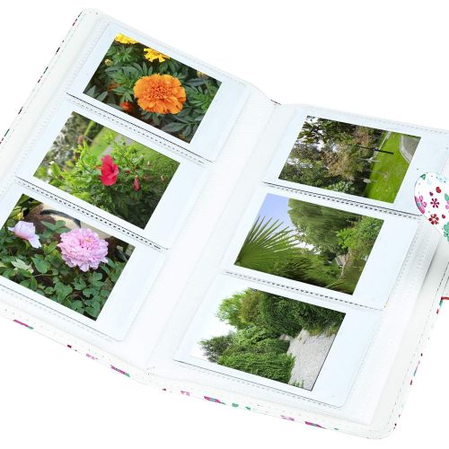  Sunmns Floral Wallet PU Leather Photo Album Compatible with Fujifilm Instax Mini 11 9 8 90 8+ 26 Instant Camera Film, Polaroid Snap Zip Z2300 PIC-300 Film (White Floral)