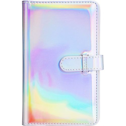  Sunmns Wallet PU Leather Photo Album Compatible with Fujifilm Instax Mini 11 9 8 90 8+ 26 7s Instant Camera Film, Polaroid Snap Zip Z2300 PIC-300 Film (Bright Silvery)