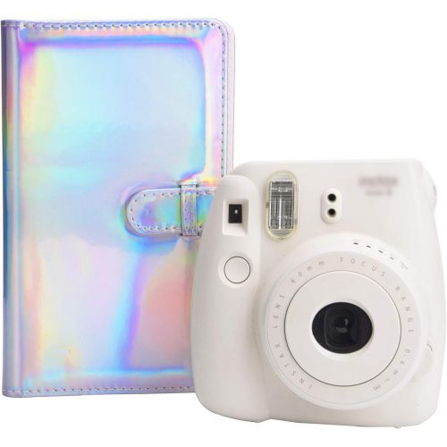  Sunmns Wallet PU Leather Photo Album Compatible with Fujifilm Instax Mini 11 9 8 90 8+ 26 7s Instant Camera Film, Polaroid Snap Zip Z2300 PIC-300 Film (Bright Silvery)