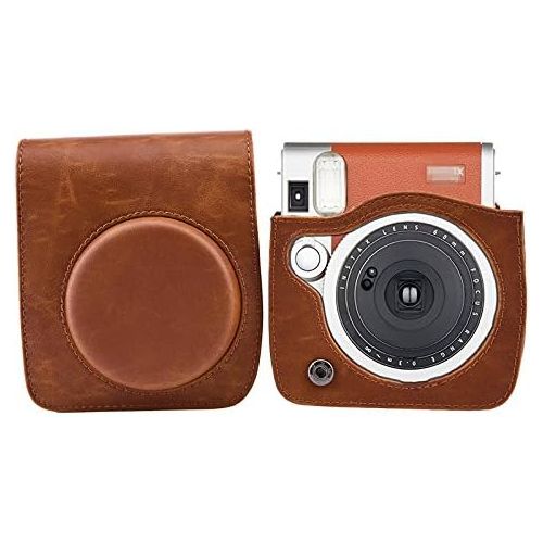  Sunmns Retro Vintage PU Leather Protective Case Bag Cover Compatible with Fujifilm Instax Mini 90 Instant Film Camera, Brown