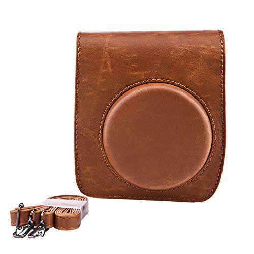  Sunmns Retro Vintage PU Leather Protective Case Bag Cover Compatible with Fujifilm Instax Mini 90 Instant Film Camera, Brown