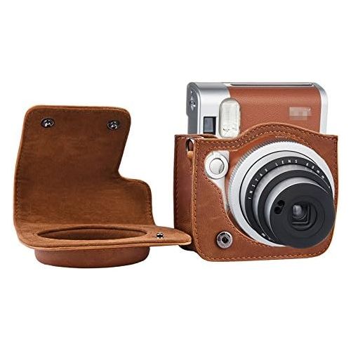  Sunmns Retro Vintage PU Leather Protective Case Bag Cover Compatible with Fujifilm Instax Mini 90 Instant Film Camera, Brown