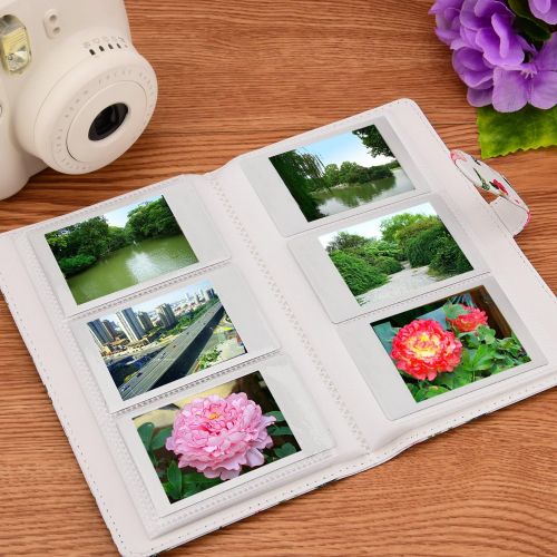  Sunmns Wallet PU Leather Photo Album Compatible with Fujifilm Instax Mini 11 9 8 90 8+ 26 7s Instant Camera Film, Polaroid Snap Zip Z2300 PIC-300 Film (White)