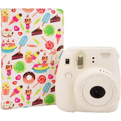  Sunmns Wallet PU Leather Photo Album Compatible with Fujifilm Instax Mini 11 9 8 90 8+ 26 7s Instant Camera Film, Polaroid Snap Zip Z2300 PIC-300 Film (Desserts)