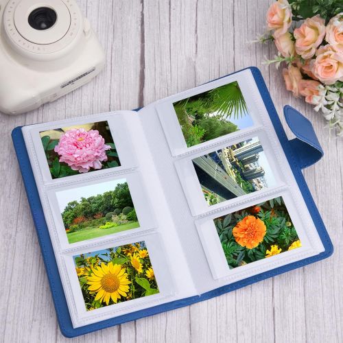  Sunmns Wallet PU Leather Photo Album Compatible with Fujifilm Instax Mini Instant Film (Dark Blue)