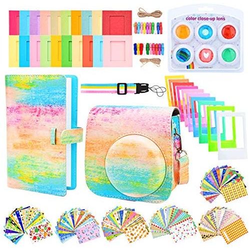  Sunmns Camera Accessories Bundle Kit Set Compatible with Fujifilm Instax Mini 9, Accessory Include Case, Album, Film Stickers, Desk Frames, Hanging Frame, Filters, Strap (Rainbow)